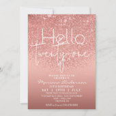 バラエレガント金ゴールドグリッター21th誕生日インビタ 招待状 (正面)