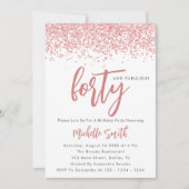 バラエレガント金ゴールドグリッター40及び素晴らしい誕生日 招待状 (正面)