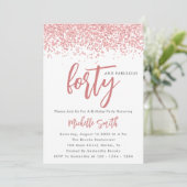 バラエレガント金ゴールドグリッター40及び素晴らしい誕生日 招待状 (スタンド正面)