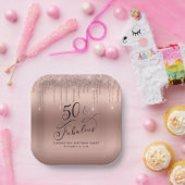 バラエレガント金ゴールドグリッター50th誕生日パーティー ペーパープレート (パーティー)