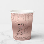 バラエレガント金ゴールドグリッター50th誕生日パーティー 紙コップ (裏面)