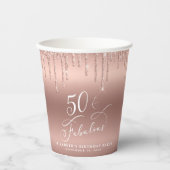 バラエレガント金ゴールドグリッター50th誕生日パーティー 紙コップ (正面)