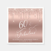 バラエレガント金ゴールドグリッター60th誕生日パーティー スタンダードカクテルナプキン (正面)