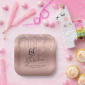 バラエレガント金ゴールドグリッター60th誕生日パーティー ペーパープレート (パーティー)