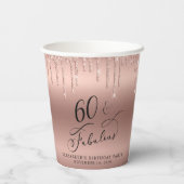バラエレガント金ゴールドグリッター60th誕生日パーティー 紙コップ (裏面)