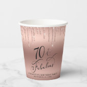 バラエレガント金ゴールドグリッター70th誕生日パーティー 紙コップ (正面)