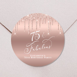 バラエレガント金ゴールドグリッター75th誕生日パーティー ラウンドシール
