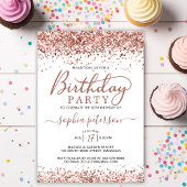 バラエレガント金ゴールドグリッターanyエイジホワイト誕生日 招待状