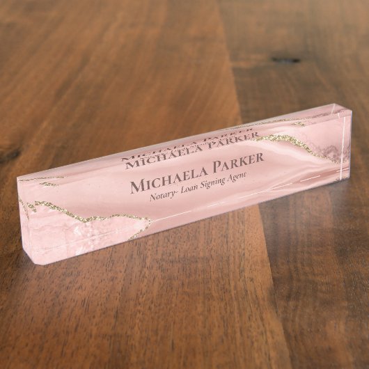 バラエレガント金ゴールドゲートプロフェッショナル デスクネームプレート (側面)