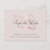 バラエレガント金ゴールドコンチウェディング日付を保存 案内ポストカード (正面)