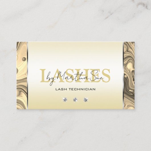 バラエレガント金ゴールドゴールデンとダイヤモンド 名刺 (正面)