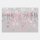 バラエレガント金ゴールドシルバークリスマススノーフレーク ラッピングペーパーシート (正面2)