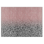 バラエレガント金ゴールドシルバーグリッターレオパードプリント カッティングボード (正面)