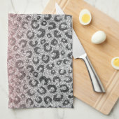 バラエレガント金ゴールドシルバーグリッターレオパードプリント キッチンタオル (四つ折り)