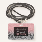 バラエレガント金ゴールドシルバーグリッターレオパードプリント バッジ (正面ランヤード)