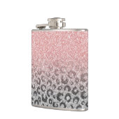 バラエレガント金ゴールドシルバーグリッターレオパードプリント フラスク (左)