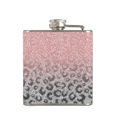 バラエレガント金ゴールドシルバーグリッターレオパードプリント フラスク (裏面)
