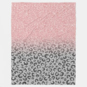 バラエレガント金ゴールドシルバーグリッターレオパードプリント フリースブランケット (正面)