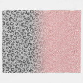 バラエレガント金ゴールドシルバーグリッターレオパードプリント フリースブランケット (正面(横))