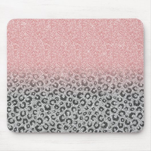 バラエレガント金ゴールドシルバーグリッターレオパードプリント マウスパッド (正面)