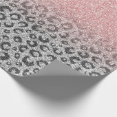 バラエレガント金ゴールドシルバーグリッターレオパードプリント ラッピングペーパー (角)