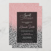 バラエレガント金ゴールドシルバーグリッターレオパードプリント 招待状 (正面/裏面)