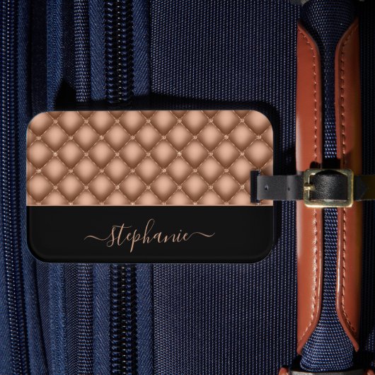 バラエレガント金ゴールドジュエルタフテパーソナライズされたッド ラゲッジタグ (正面インサイチュ4)