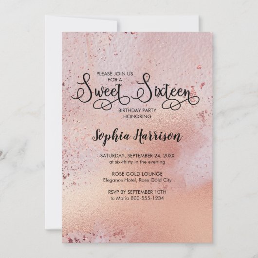 バラエレガント金ゴールドスウィート16フォト招待状 招待状 (正面)