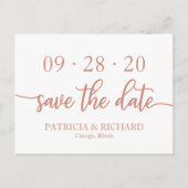 バラエレガント金ゴールドスクリプトウェディング日付の保存 ポストカード (正面)