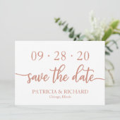 バラエレガント金ゴールドスクリプトウェディング日付の保存 招待状 (スタンド正面)