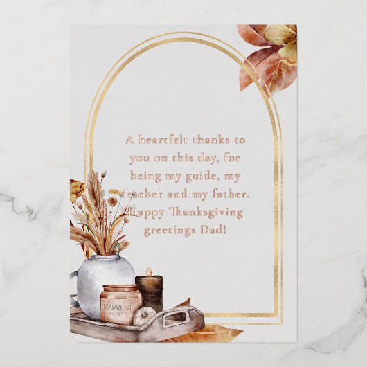 バラエレガント金ゴールドスクリプトハーベストホームデコールアイテム 箔シーズンカード (正面)