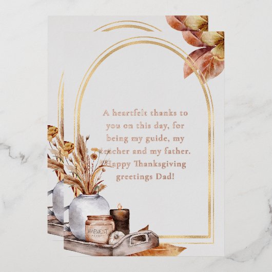 バラエレガント金ゴールドスクリプトハーベストホームデコールアイテム 箔シーズンカード (正面/裏面)