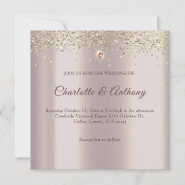 バラエレガント金ゴールドスパークルグリッターフォイル 招待状