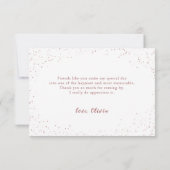 バラエレガント金ゴールドスパークルピンクのドレス サンキューカード (裏面)