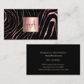 バラエレガント金ゴールドタイガーストライプのプリントブラック 名刺 (正面/裏面)