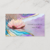 バラエレガント金ゴールドダイアモンズオパールマーブルロータス 名刺 (正面)