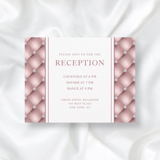 バラエレガント金ゴールドダイヤモンドタフテッドウェディングレセプション エンクロージャーカード