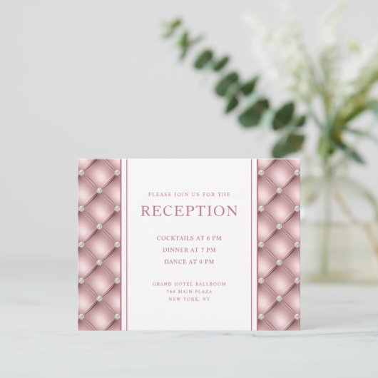 バラエレガント金ゴールドダイヤモンドタフテッドウェディングレセプション エンクロージャーカード (スタンド正面)