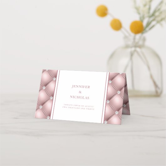 バラエレガント金ゴールドダイヤモンドタフテ結婚ィーズ プレイスカード (裏面)