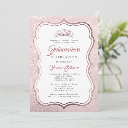 バラエレガント金ゴールドティアラキンセアニラ 招待状 (スタンド正面)