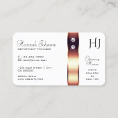 バラエレガント金ゴールドデコールオンホワイトダイヤモンドイニシャル 名刺 (裏面)