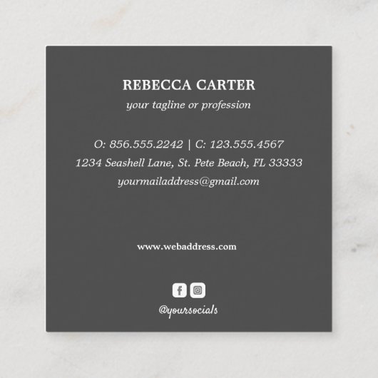 バラエレガント金ゴールドトロピカルヒトデビーチ沿岸 スクエア名刺 (裏面)