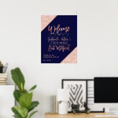 バラエレガント金ゴールドネイビーブルーバルミツワー歓迎 ポスター (ホームオフィス)