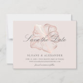 バラエレガント金ゴールドハイビスカスウェディング日付を保存 マグネット招待状 (正面)