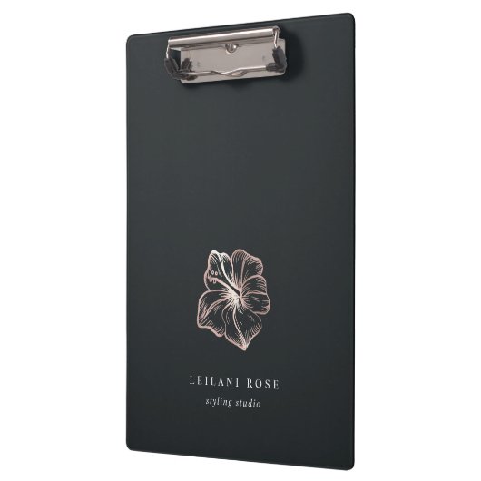 バラエレガント金ゴールドハイビスカスフラワーパーソナライズされた クリップボード (左)