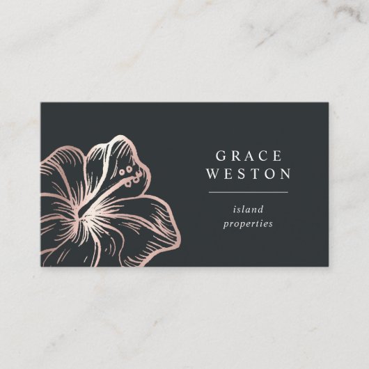 バラエレガント金ゴールドハイビスカスフラワー 名刺 (正面)