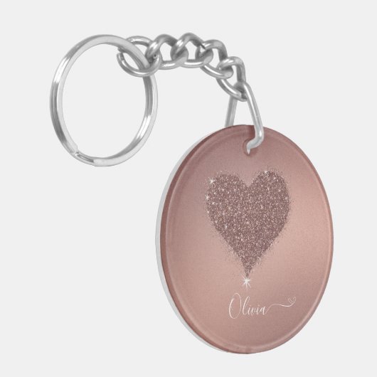 バラエレガント金ゴールドハートキラキラ性アクリル系キーチェーン キーホルダー (正面左)