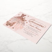 バラエレガント金ゴールドバタフライドレスキンセアニェラ 箔招待状 (回転した状態)