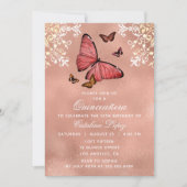 バラエレガント金ゴールドバタフライフローラキンセアニラ 招待状 (正面)