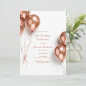 バラエレガント金ゴールドバルーン誕生日パーティーの招待 招待状 (スタンド正面)